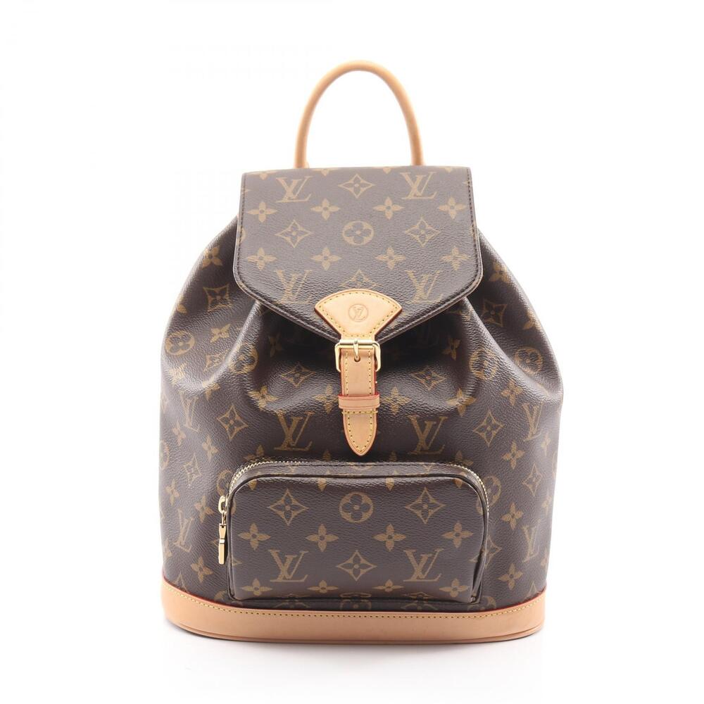 Louis Vuitton Montsouris Backpack Rucksack Canvas Leather Monogram Brown
